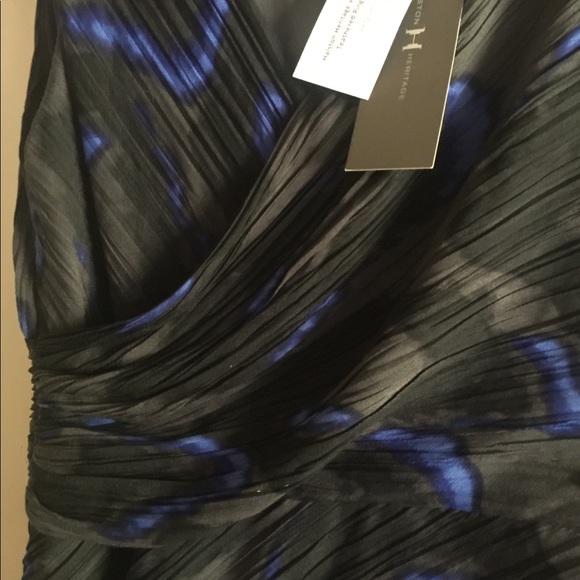 Halston heritage black blue wrap dress - Picture 2 of 5
